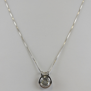 lot 248 image: Sterling Silver CZ Solitaire Pendant Necklace