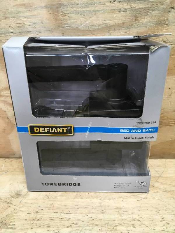 lot 63 image: Defiant Matte Black Finish Bed and Bath Door Handle