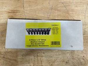 lot 119 image: Powerbuilt 8 Piece 12 Drive Shallow Impact Set (084256.30)