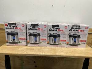 lot 141 image: Lot of 4 - Power XL Pressure Cooker 6 qt Black Quick Pot
