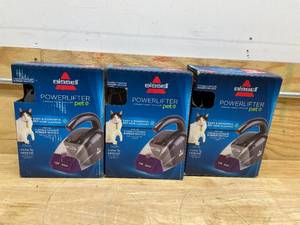 lot 146 image: Lot of 3 - Bissell, Purple Powerlifter Pet Corded Hand Vacuum
