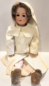 lot 33 image: Antique German Kestner Bisque Doll with Vintage Clothing