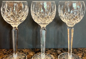 lot 117 image: Set of 3 Waterford Crystal Goblets with Intricate Cut Design