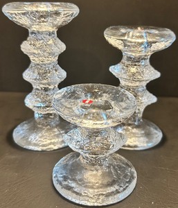 lot 57 image: Set of 3 Iittala Festivo Crystal Candle Holders