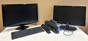 lot 71 image: Set of 2 Monitors, HP Keyboard, and Dual Hole Punch