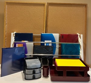 lot 73 image: Collection of Office Supplies Including Binders and Desk Organizers