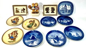 lot 138 image: Lot of Goebel 50th Anniversary Hummel Figurine, Framed Hummel Art and 9 Collector Plates