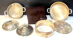 lot 144 image: Set of Silver-Plated Serving Dishes with Filigree Handles and 3 storage bags