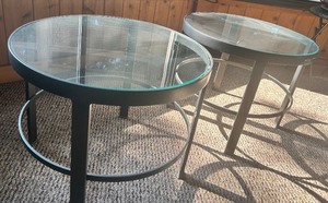 lot 152 image: Set of 2 Summer Classics Round Glass Top Side Tables