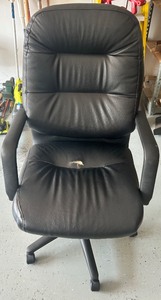 lot 156 image: Used Black Office Chair with Minor Tear