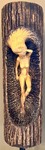 Russell O. Strom Hand-Carved Wooden Sculpture of Woman in Log