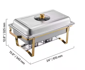 lot 23 image: Vevor - 8 qt. Chafing Dish Buffet Set Stainless Chafer with 2 Full & 4 Half Size Pans