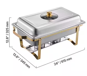lot 24 image: Vevor - 8 qt. Chafing Dish Buffet Set Stainless Chafer with 2 Full & 4 Half Size Pans