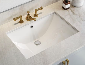 lot 39 image: Horow - 23-58 in. Rectangular Glazed Ceramic Undermount Bathroom Vanity Sink in White