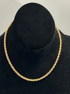 lot 6 image: 12k Gold Rope Chain Necklace 5.1g