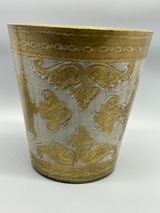 lot 35 image: Venetian Design Italian Gold and Silver Tone Decorative Waste Basket