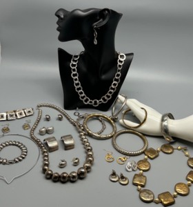 lot 49 image: Collection of Vintage Costume Jewelry Assorted Necklaces, Earrings and Bangles