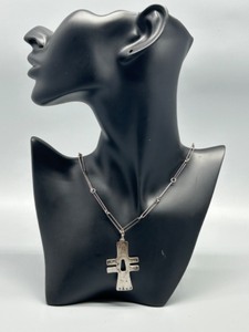lot 82 image: Vintage Sterling Silver Modernized Cross Necklace