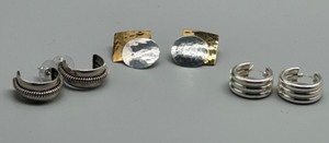 lot 101 image: Set of 3 Pairs of Sterling Silver and Gold-Plate Earrings