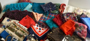 lot 103 image: Colorful Assortment of Patterned Scarves and Shawls