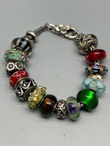 Troll LAA Sterling Silver 925 Charm Bracelet with 18 Assorted Charms