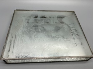 lot 175 image: Vintage Glass and Metal Mirrored Jewelry Box with Etched Duck Design & Mirrored Inside