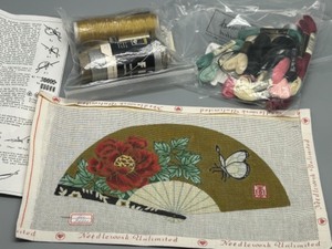 lot 177 image: Hand painted Chinese Fan Needlepoint Kit - Stunning - Painted by Lee 