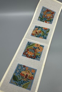 lot 183 image: Hand-painted Floral Needlepoint Canvas with Set of 4 Designs Unsigned Stunning