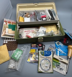 lot 193 image: Tacklebox Organizer Full of Picture Hanging Supplies