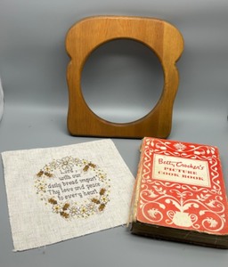 lot 197 image: Vintage Betty Crocker Cookbook and Bread Framed Prayer Cross-Stitch Set