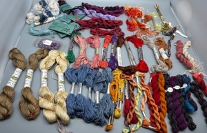 lot 203 image: Large Lot of Silk, Wool & Uncommon Vibrant Colored Embroidery Threads and Yarns