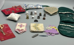 lot 211 image: Vintage Sewing Accessories Collection with Thimbles and Needle Cases Including the Needlework Guild Of MN