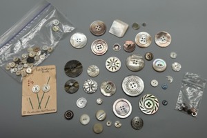 lot 221 image: Rare Collection of Antique Hand Carved Mother-of-Pearl Buttons Rare Large Sizes and Smaller