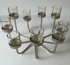 lot 254 image: Crate & Barrel Modern Metal 9-Arm Votive Candle Holder