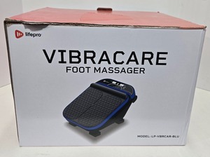 lot 259 image: New LifePro VibraCare Foot & Calf Massager w Heat Adjustable Intensity LP-VBRCAR-BLU