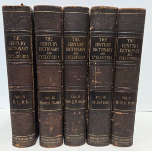lot 260 image: 1897 Antique Set of 5 Volumes of The Century Dictionary and Cyclopedia