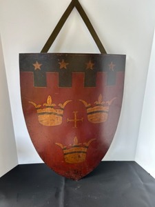 lot 263 image: Vintage Wall Mount Metal Shield with Crest Design