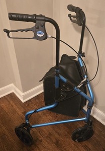 lot 275 image: Lumex Three-Wheel Rollator Walker with Padded Storage Bag