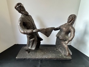lot 299 image: Vintage Auston Productions Folk Art Bronze Coated Plaster Sculpture of Dancing Couple