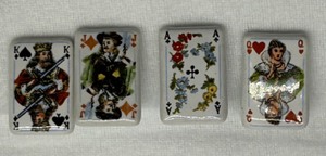 lot 227 image: Unique Artisan Set of 4 Ceramic Playing Card Buttons