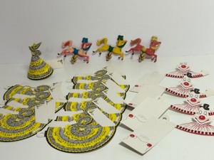 lot 368 image: Vintage Treasure Masters Party Decorations Clowns Ladies Horses Die Cut Pieces