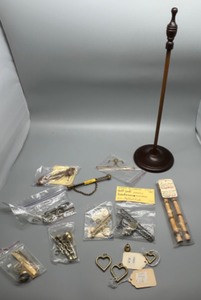 lot 362 image: Mixed Lot of Bell Pull Hardware, Brass Charms, and Hanging Accessories