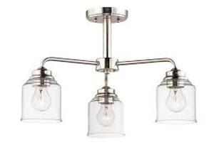 lot 51 image: Maxim Lighting Acadia 3Light SemiFlush Chandelier  Satin Nickel, 3E26 60W