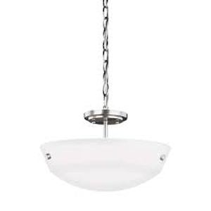 lot 54 image: Generation Lighting Kerrville 2-Light Semi-Flush Convertible Pendant  Brushed Nickel Finish