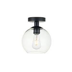 lot 43 image: Elegant Lighting Baxter 1-Light Flush Mount  Black Finish with Clear Glass Shade