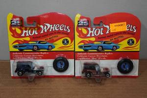 lot 36 image: 2 Hot Wheels Authentic Commemorative Replicas with Buttons