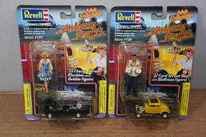lot 90 image: 2 Revell American Graffiti 164 Scale Model Cars - 55 Chevy & 32 Ford Model Cars with Figures