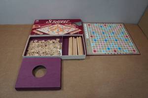 lot 106 image: Vintage Scrabble Board Game - Wood Tiles