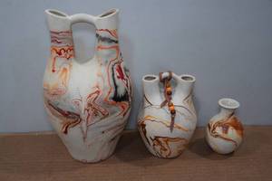 lot 115 image: 3 Handmade Clay Pottery Pieces
