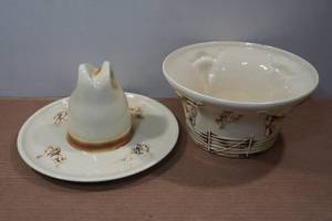 Vintage McCoy El Rancho Western Lidded Chip and Dip Bowl